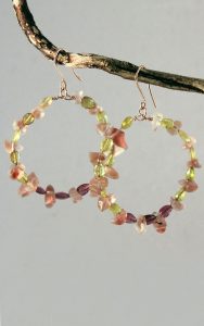 sunstone tourmaline hoops
